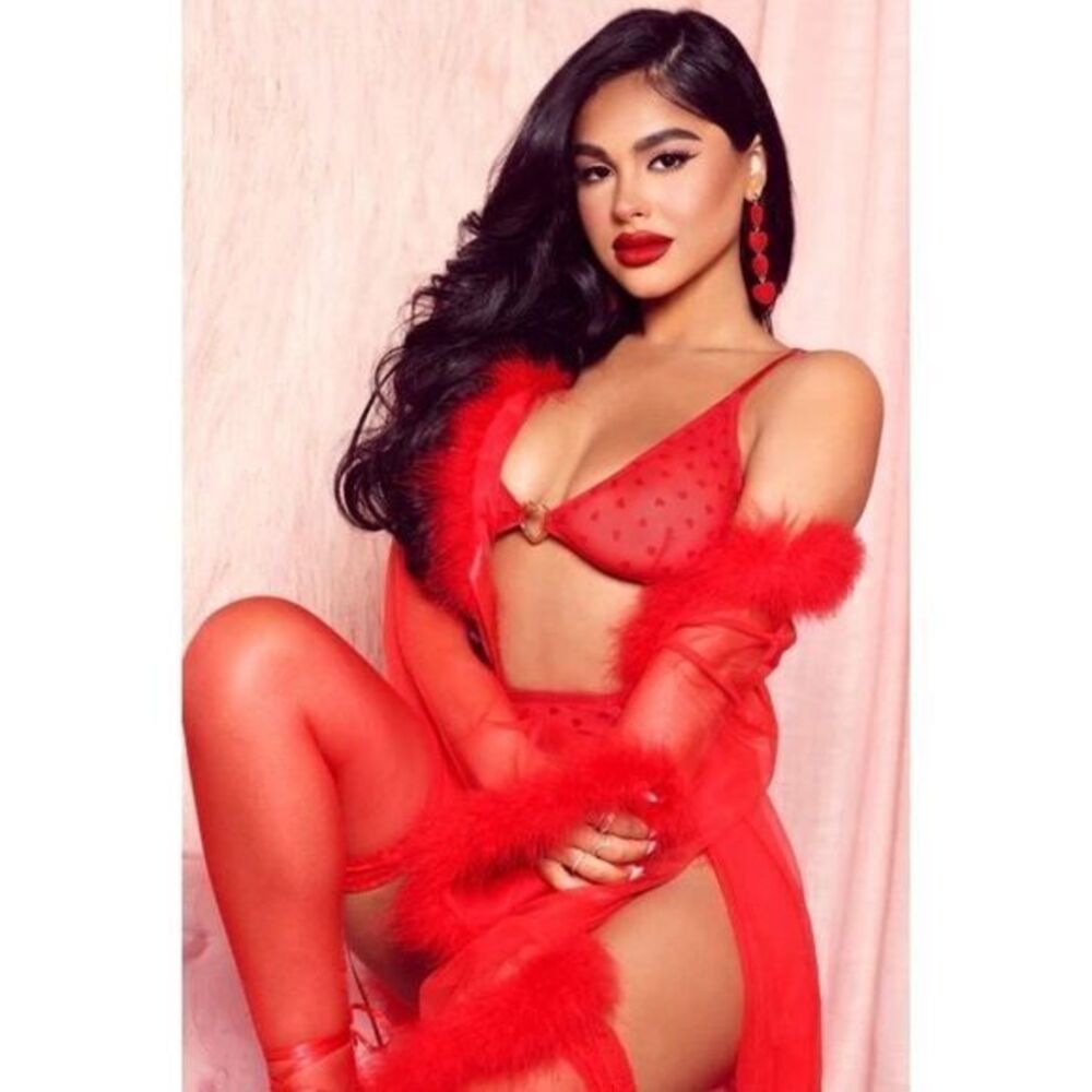Heart‎ Eyes 2 Piece Mesh Set - Red Size L/XL RefFNB3